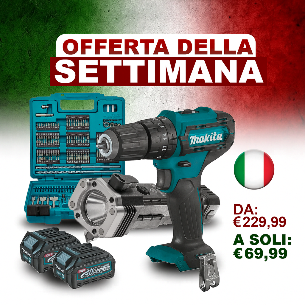 Kit Originale | Trapano Avvitatore Professionale 48V | Kit Completo con 2 Batterie + 45 Accessori + Torcia Tattica Omaggio | Prestazioni Elevate e Qualità Garantita (Cópia) (Cópia)