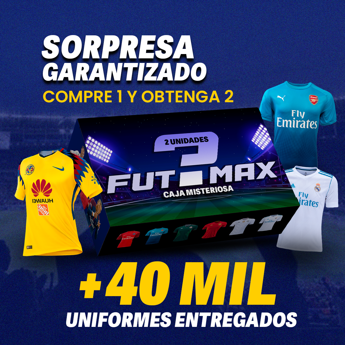 FUTMAX® - CAJA MISTERIOSA CAMISETAS LEGENDARIAS - COMPRE 1 RECIBA 2